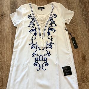 Lulus White Embroidered Shift Dress